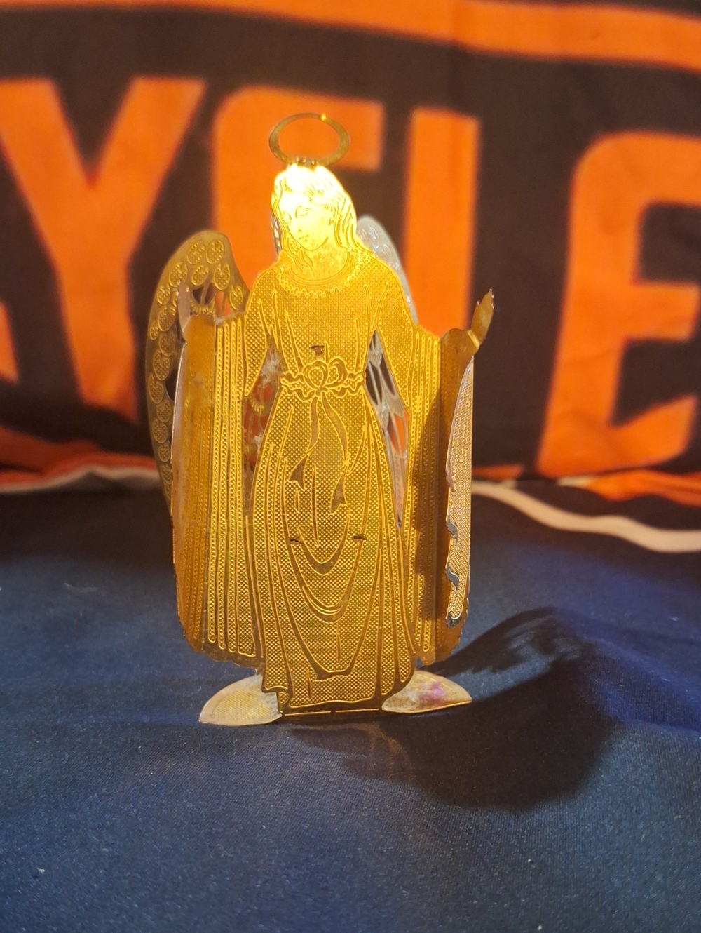 Gold Angel Figurine Home Accent - Decorative Metal Angel